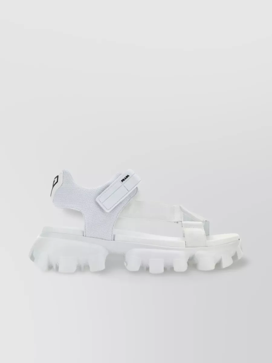 Shop Prada Chunky Open Toe Sandals With Treaded Rubber Sole In White