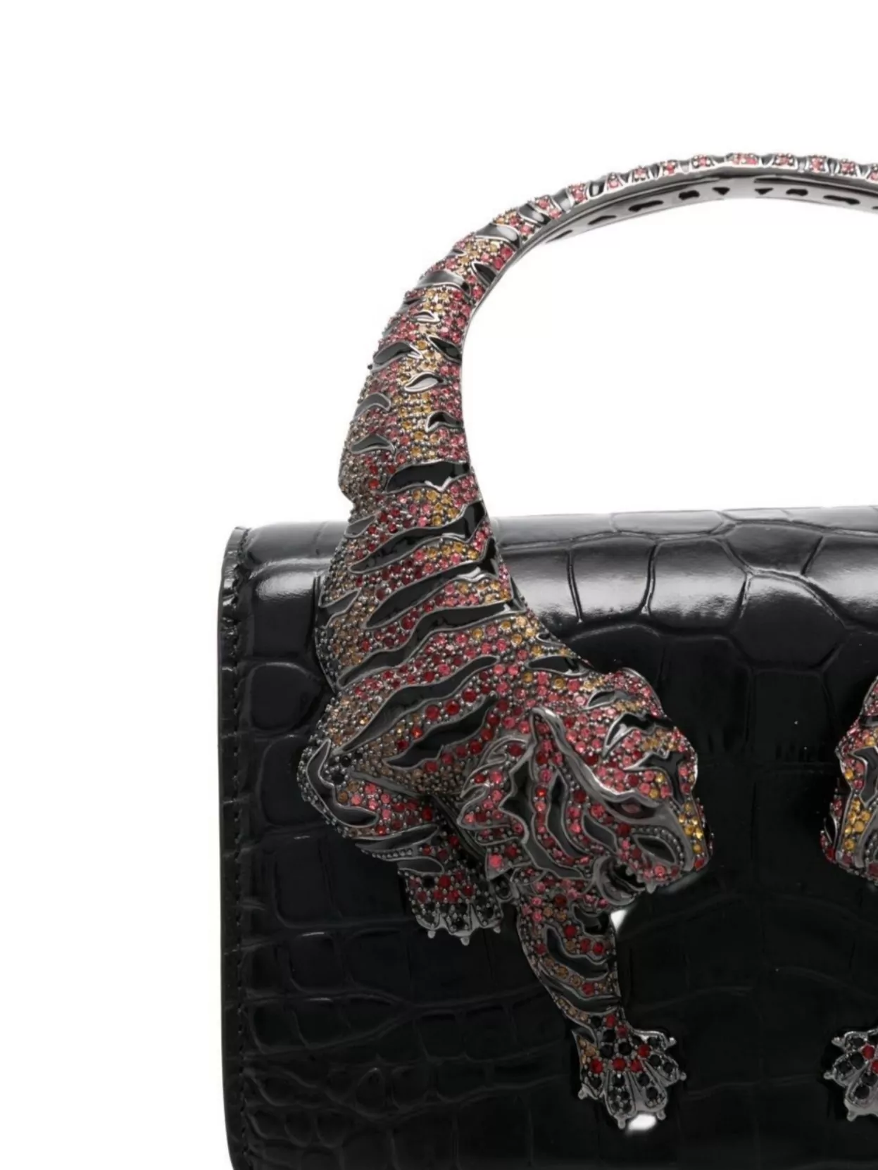 Roberto Cavalli Crocodile Texture Cross-Body Bag With Chain Strap
