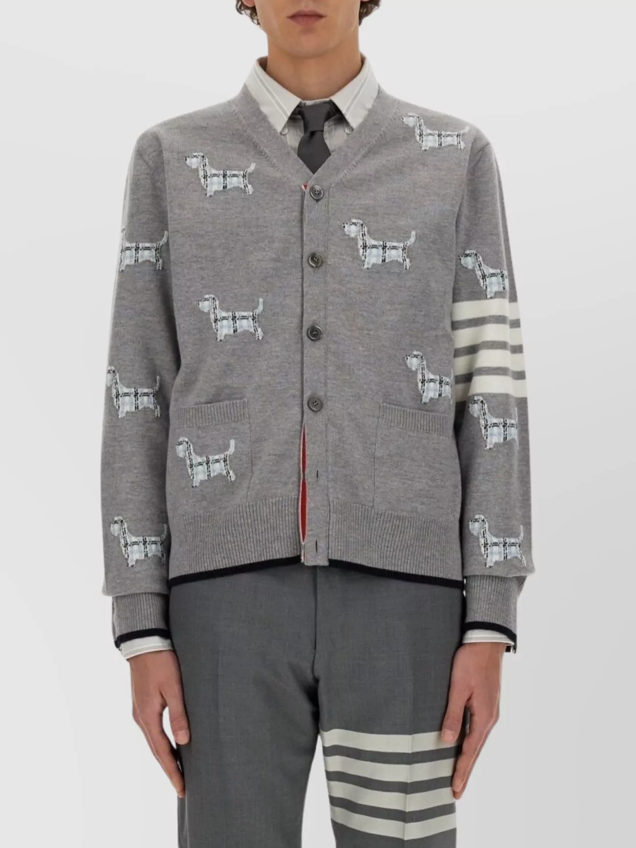 Thom Browne Hector-motif 4-bar Cardigan In Multi
