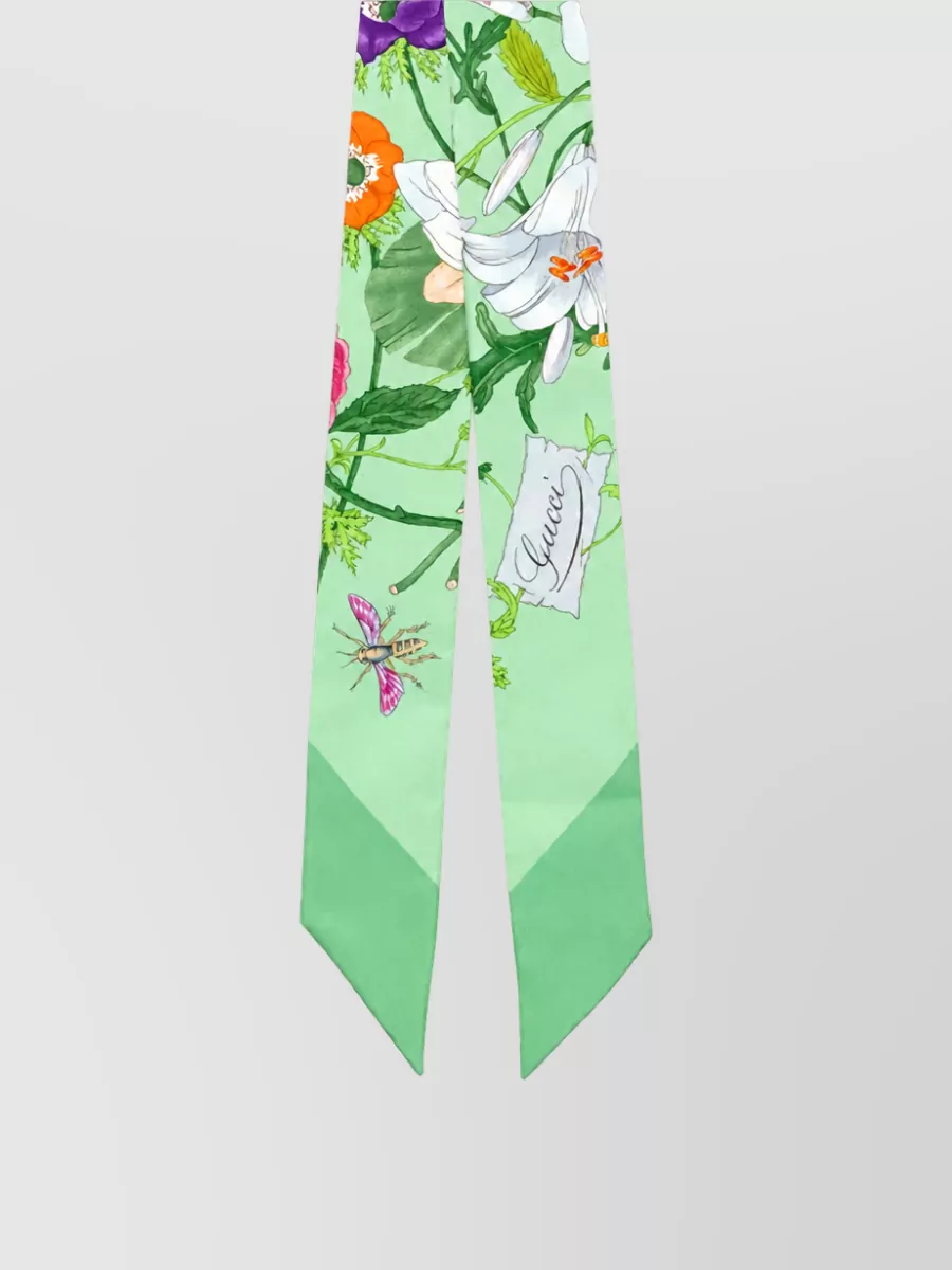 Gucci silk printed ribbon scarf