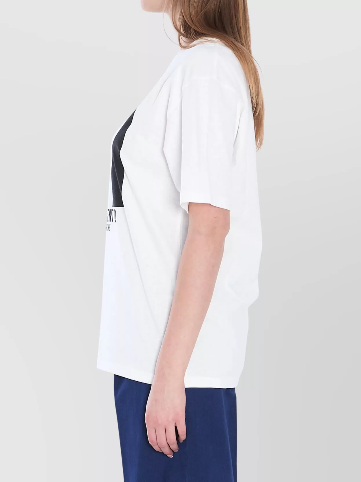 Valentino Garavani Crewneck Graphic Print Ribbed Short-Sleeve Cotton Jersey