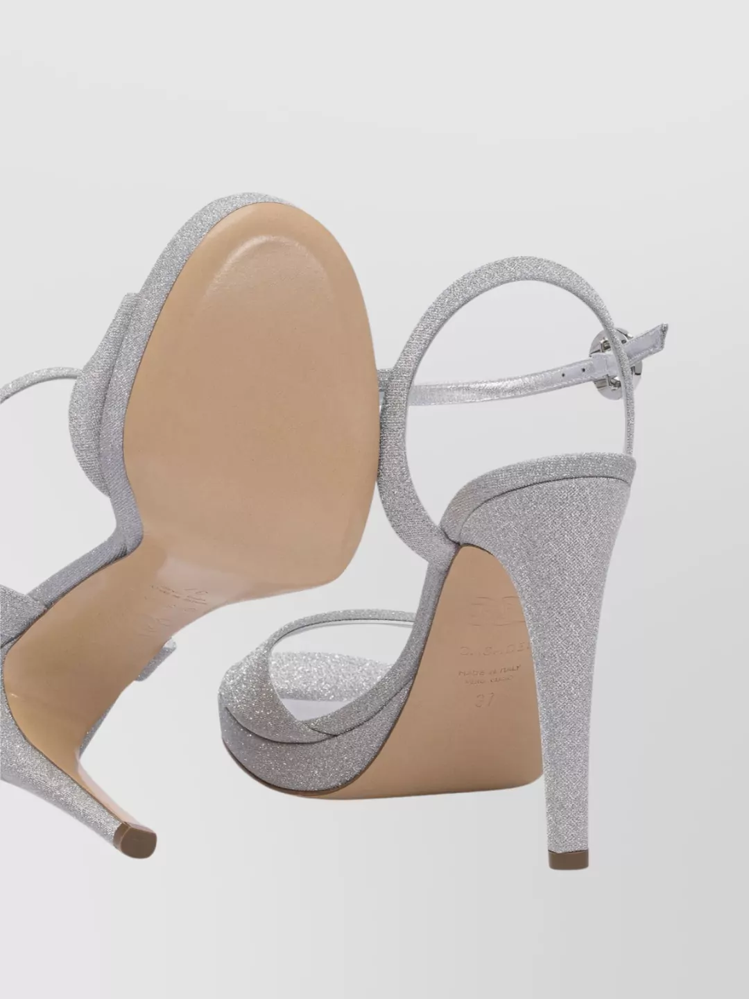 Casadei Sparkling Ankle Strap Open Toe Pumps In Grey