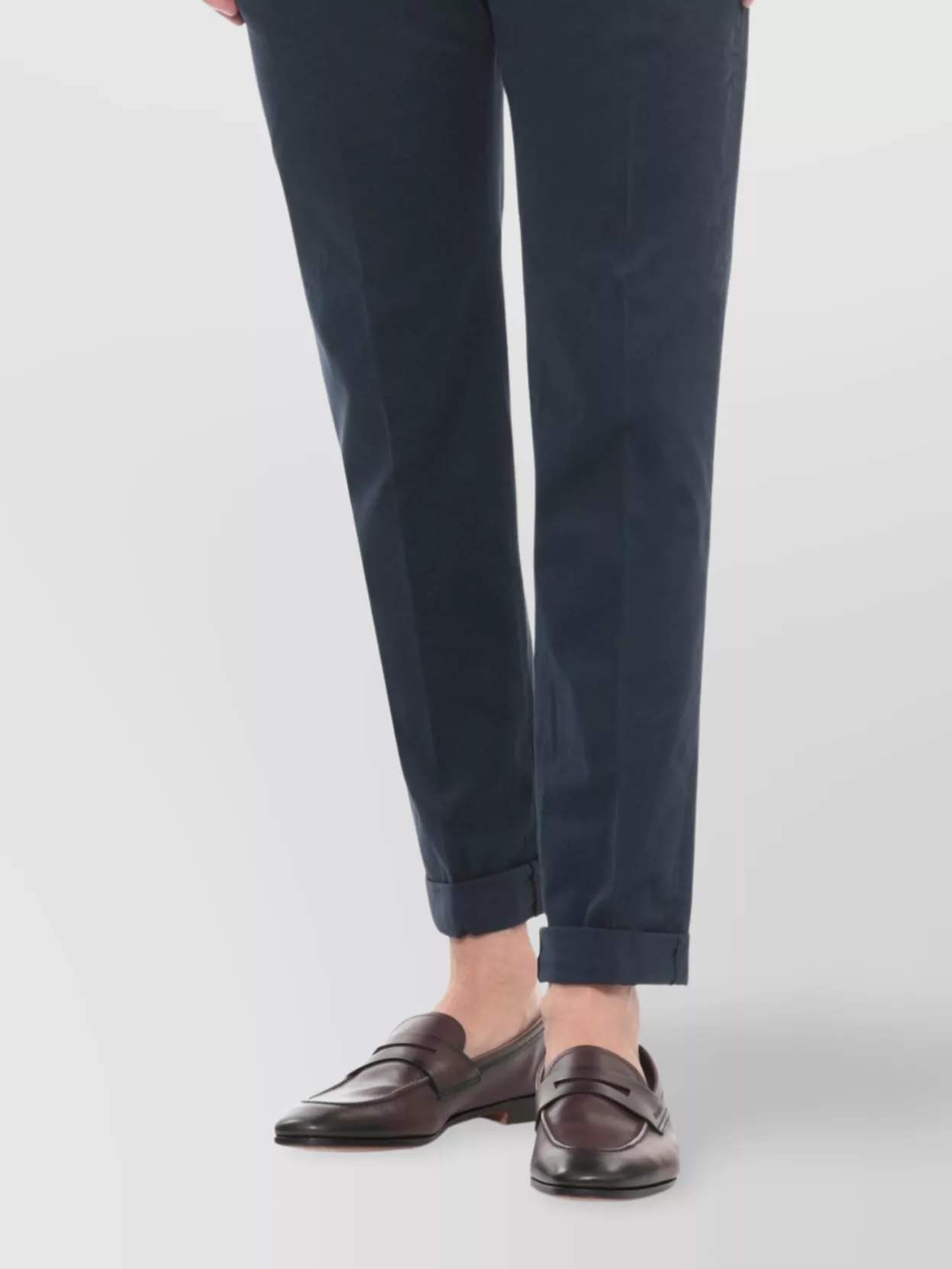 Dondup Straight Trousers With Cuffed Hem And Pockets