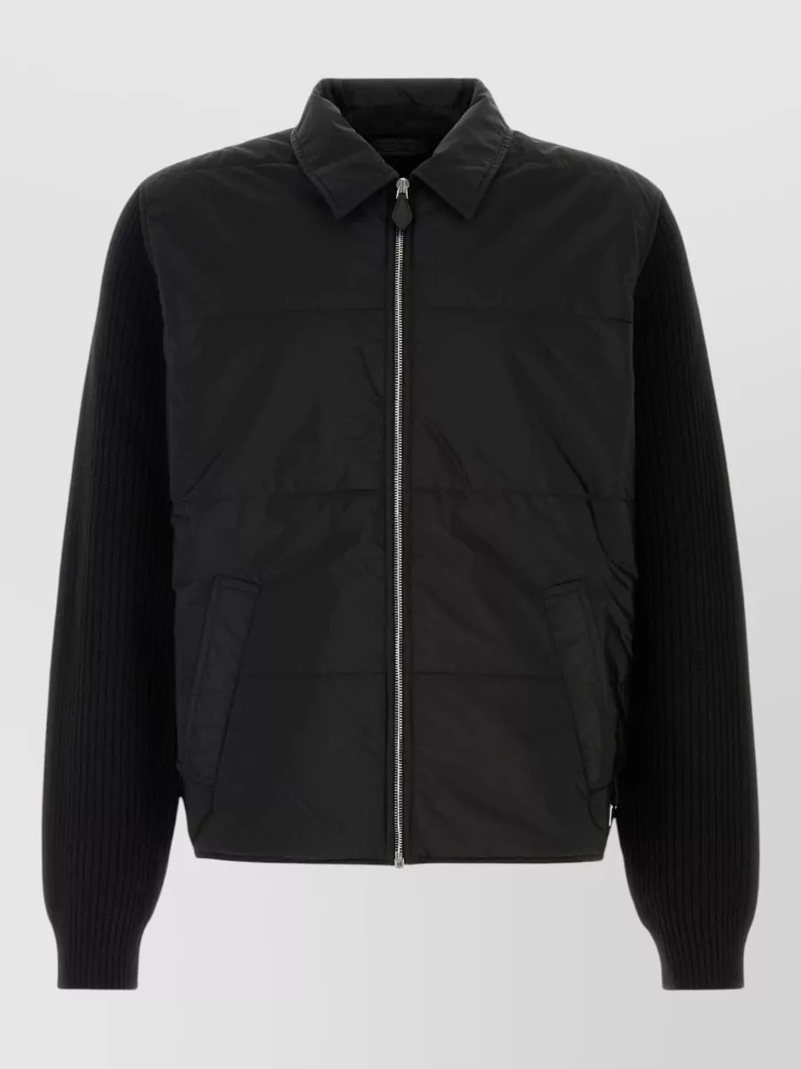 Prada wool ribbed knit padded jacket