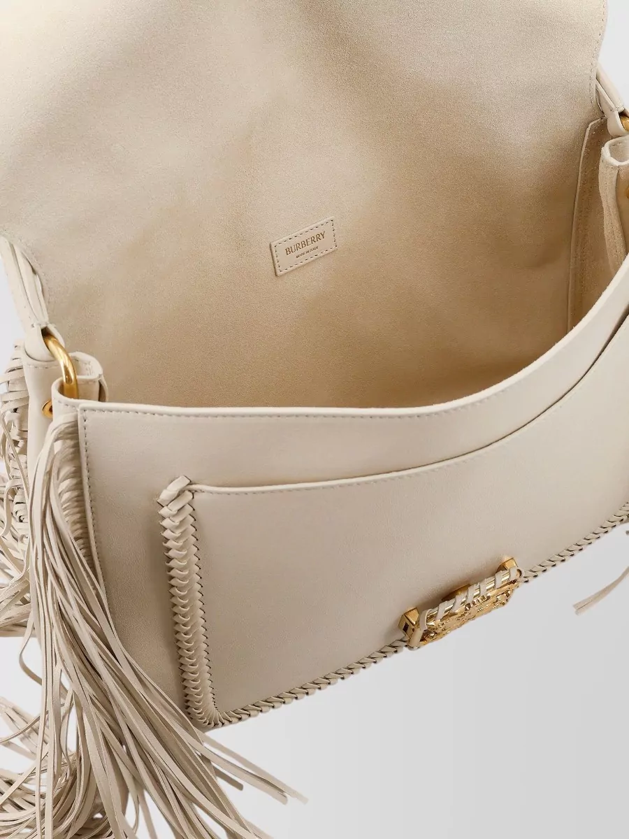 Burberry Medium Calfskin Leather Fringe Shoulder Bag