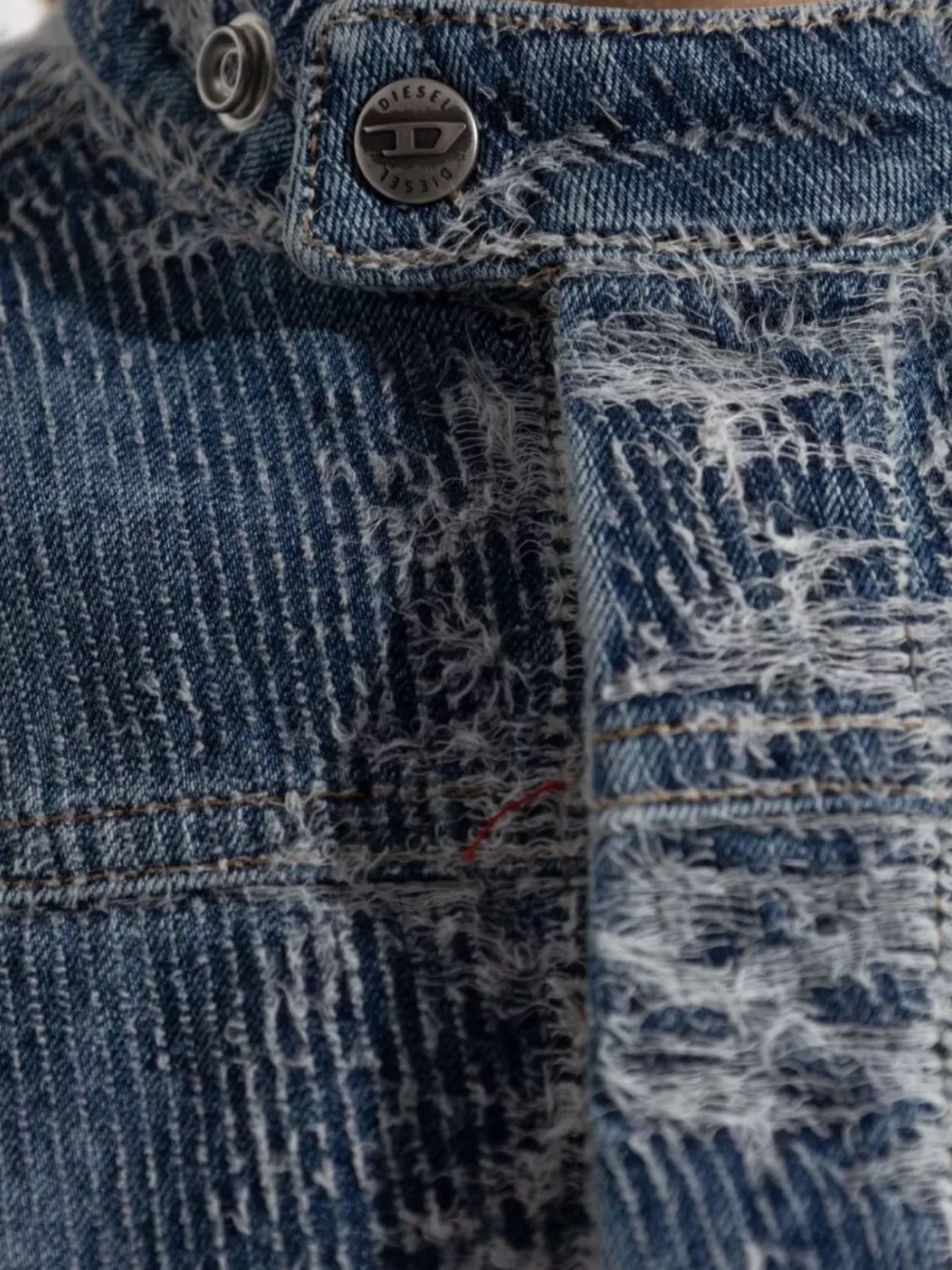 Diesel Tailored Jacket With Stand Collar And Distressed Detailing