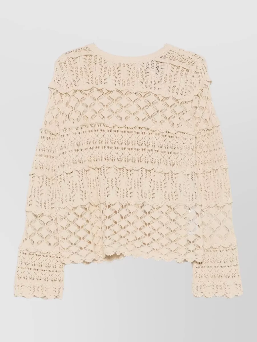 Semicouture Cotton Crochet-Knit Cardigan