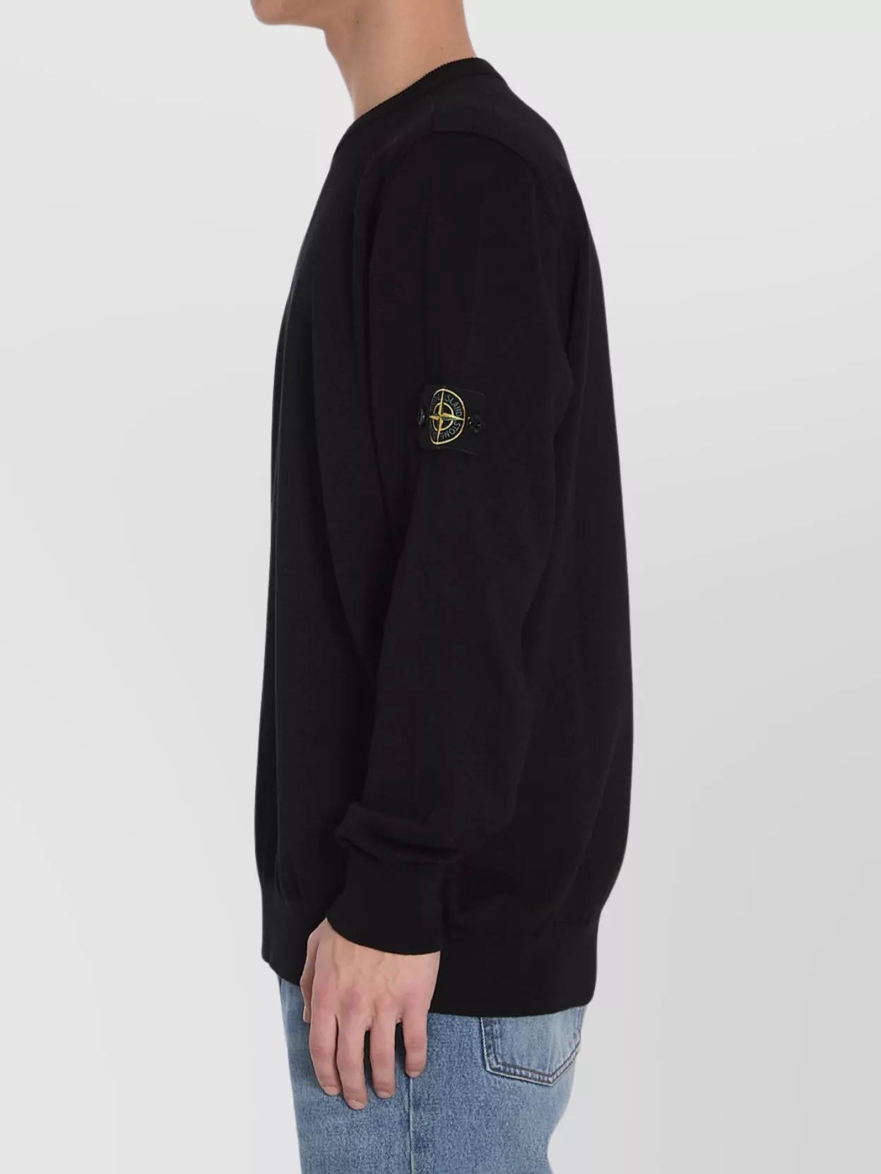 Stone Island Crewneck Sweater In Organic Cotton With Patch