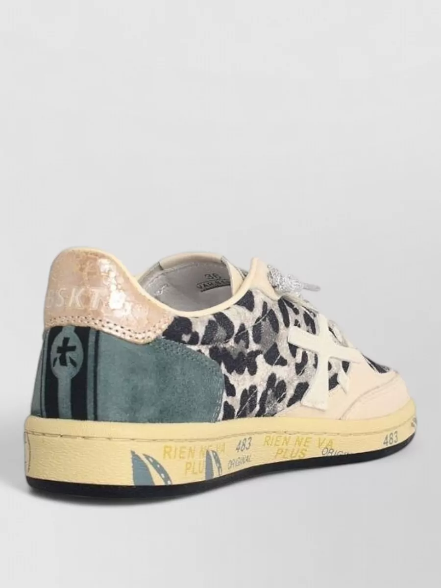 Premiata Animal Print Low Top Leather Sneakers