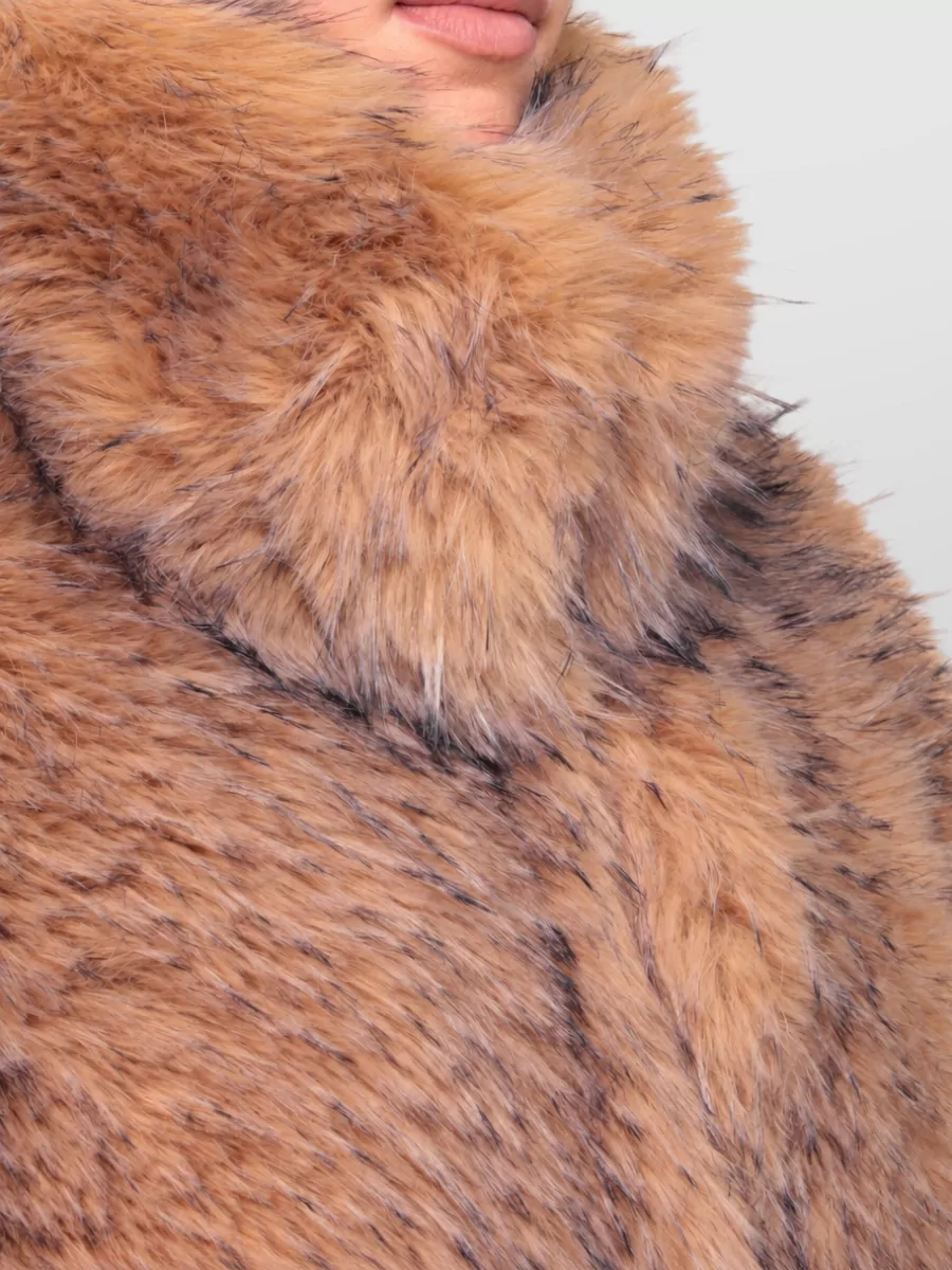 Rotate Faux Fur High Neck Coat
