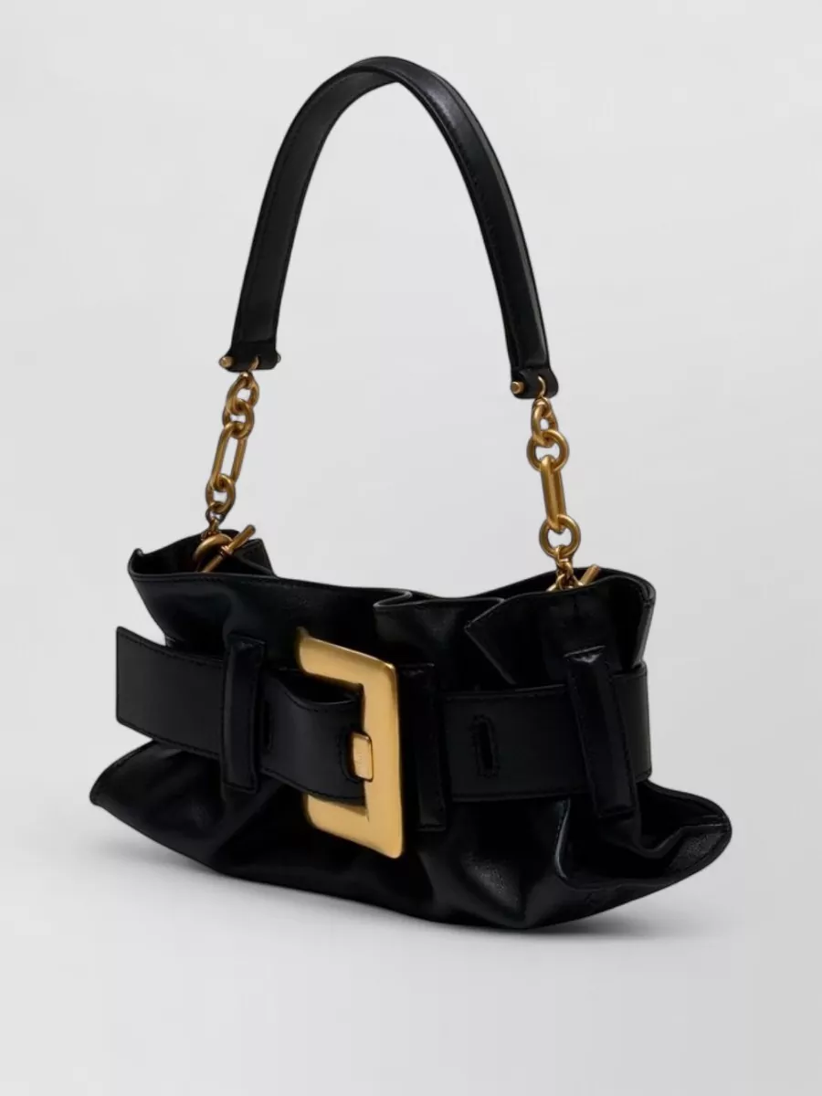 Balmain Anthem Mini Suede Shoulder Bag