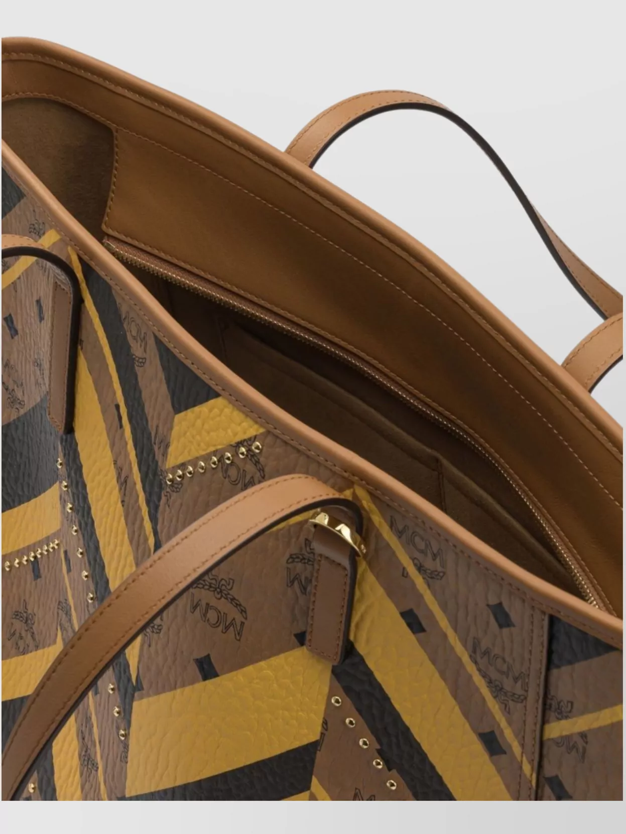 Mcm Chevron Pattern Tote Bag With Dual Handles