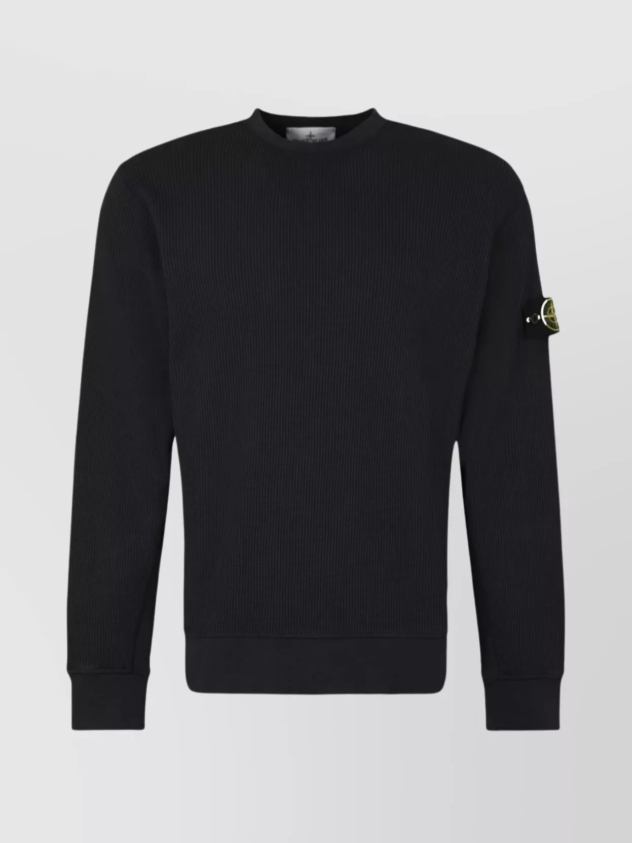 Stone Island Organic Cotton Crew Neck Long Sleeve Top In Black