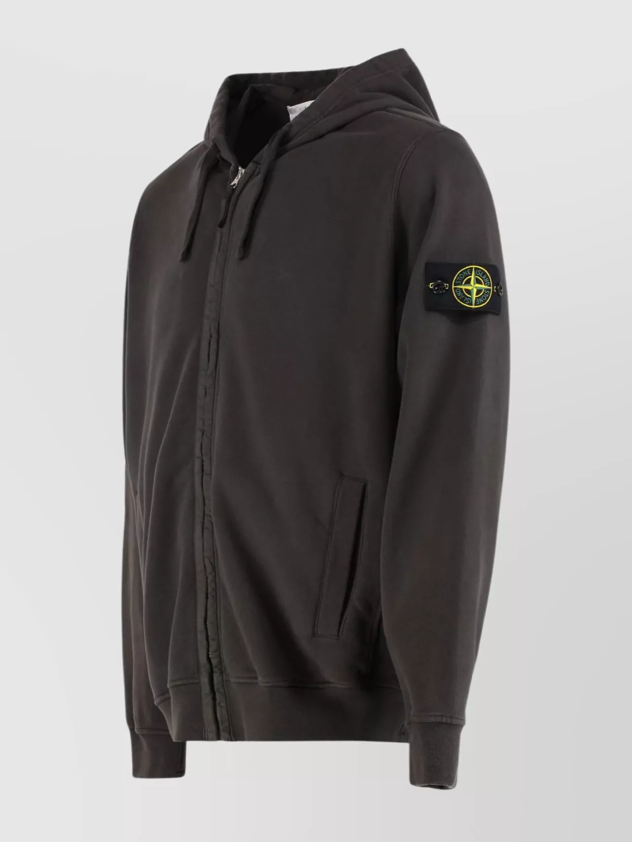 Stone Island Organic Cotton Full Zip Hoodie With Pockets