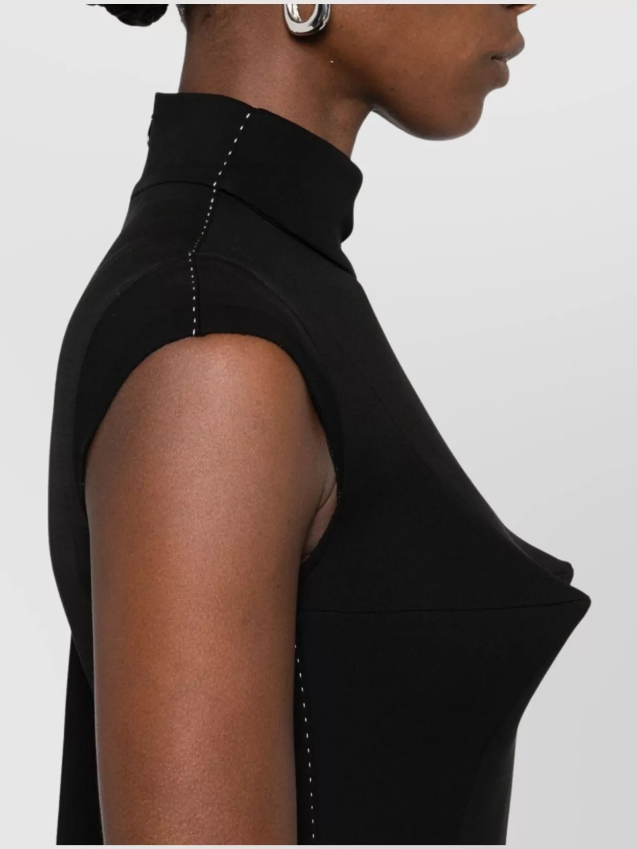 Jean Paul Gaultier Asymmetric Hem Fitted Dress With High Neck