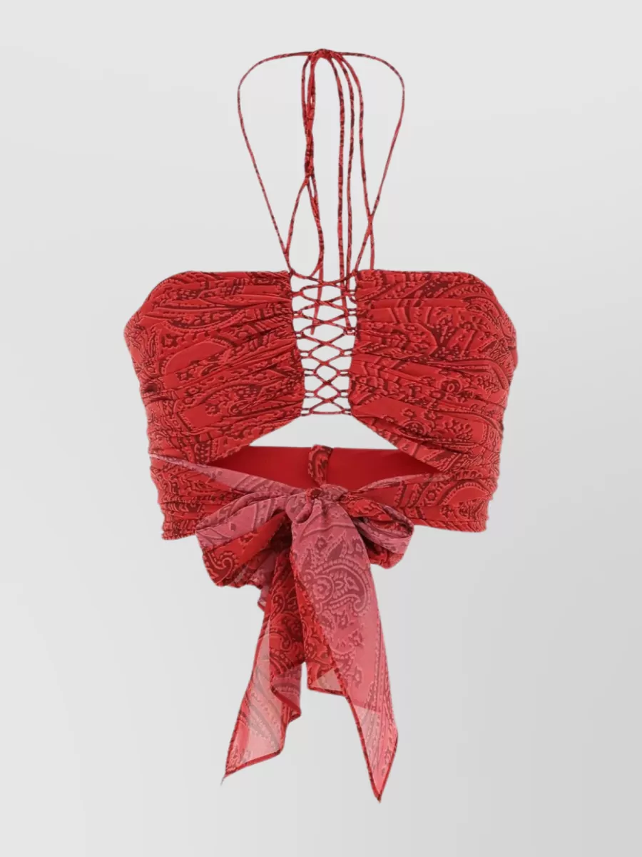 Etro Paisley Lace-Up Halter Top