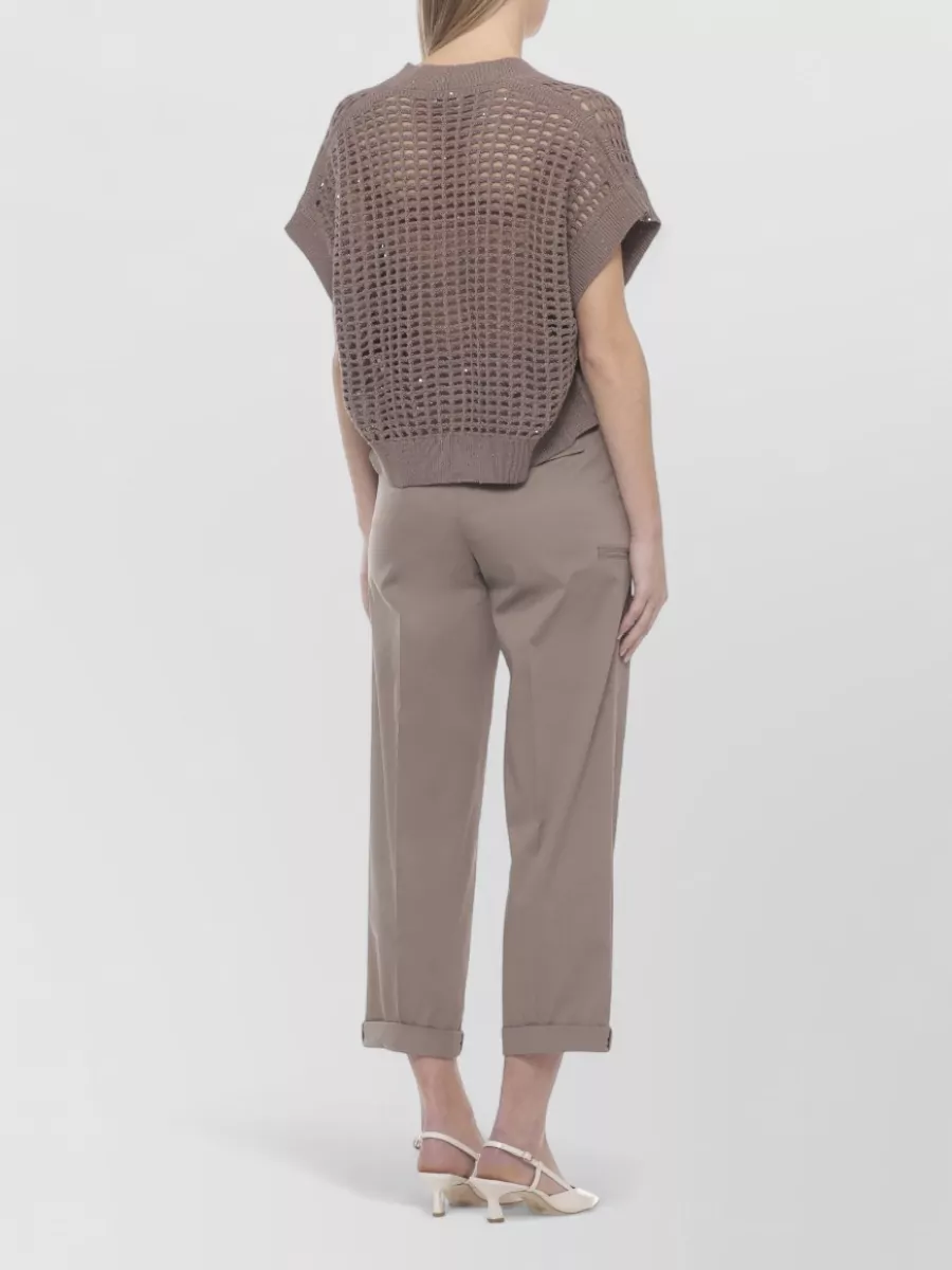 Peserico Sleeveless V-Neck Cutout Knitted Top