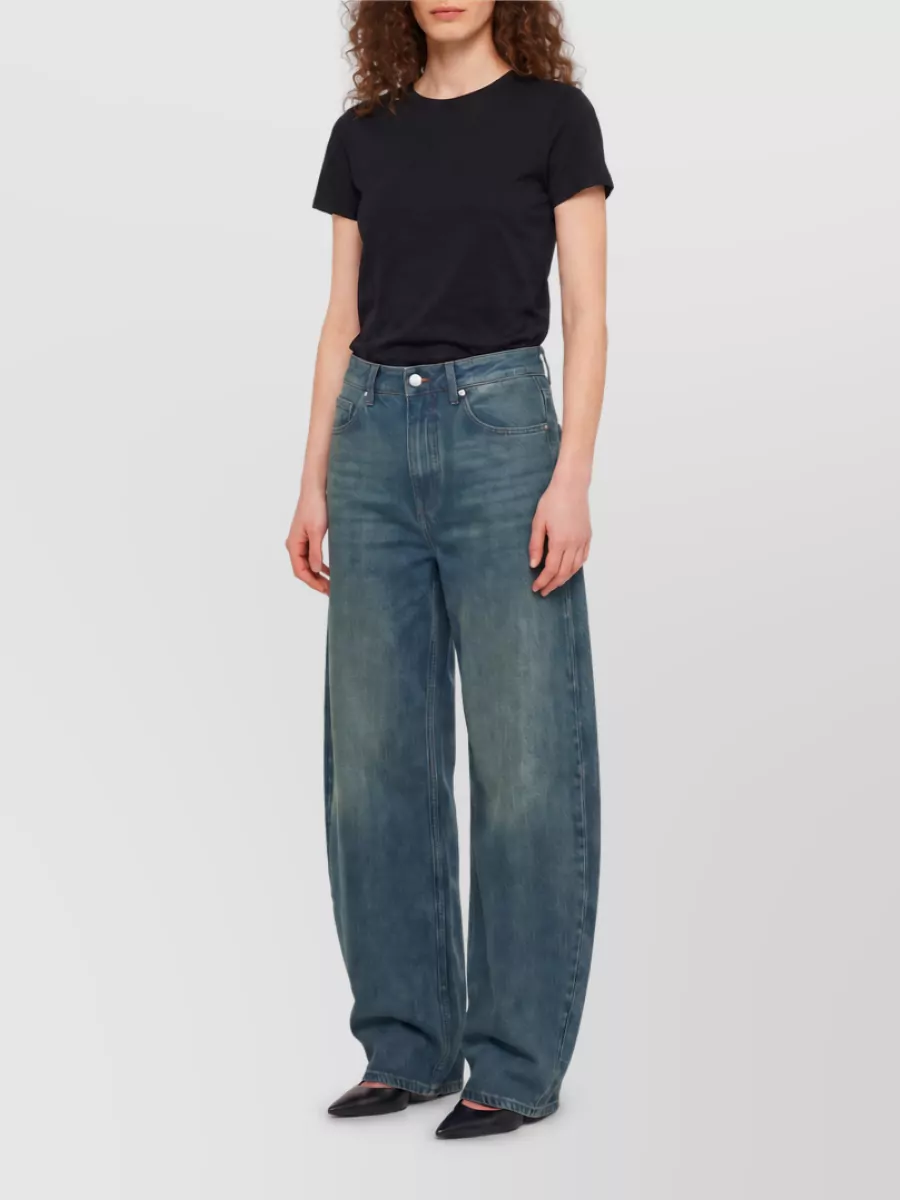 The Frankie Shop Denim High-Rise Barrel-Leg Jeans