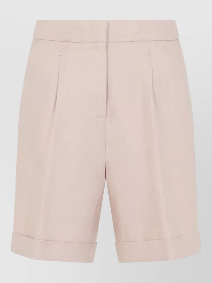 Peserico Linen Bermuda Shorts Tailored Turn Up Hem