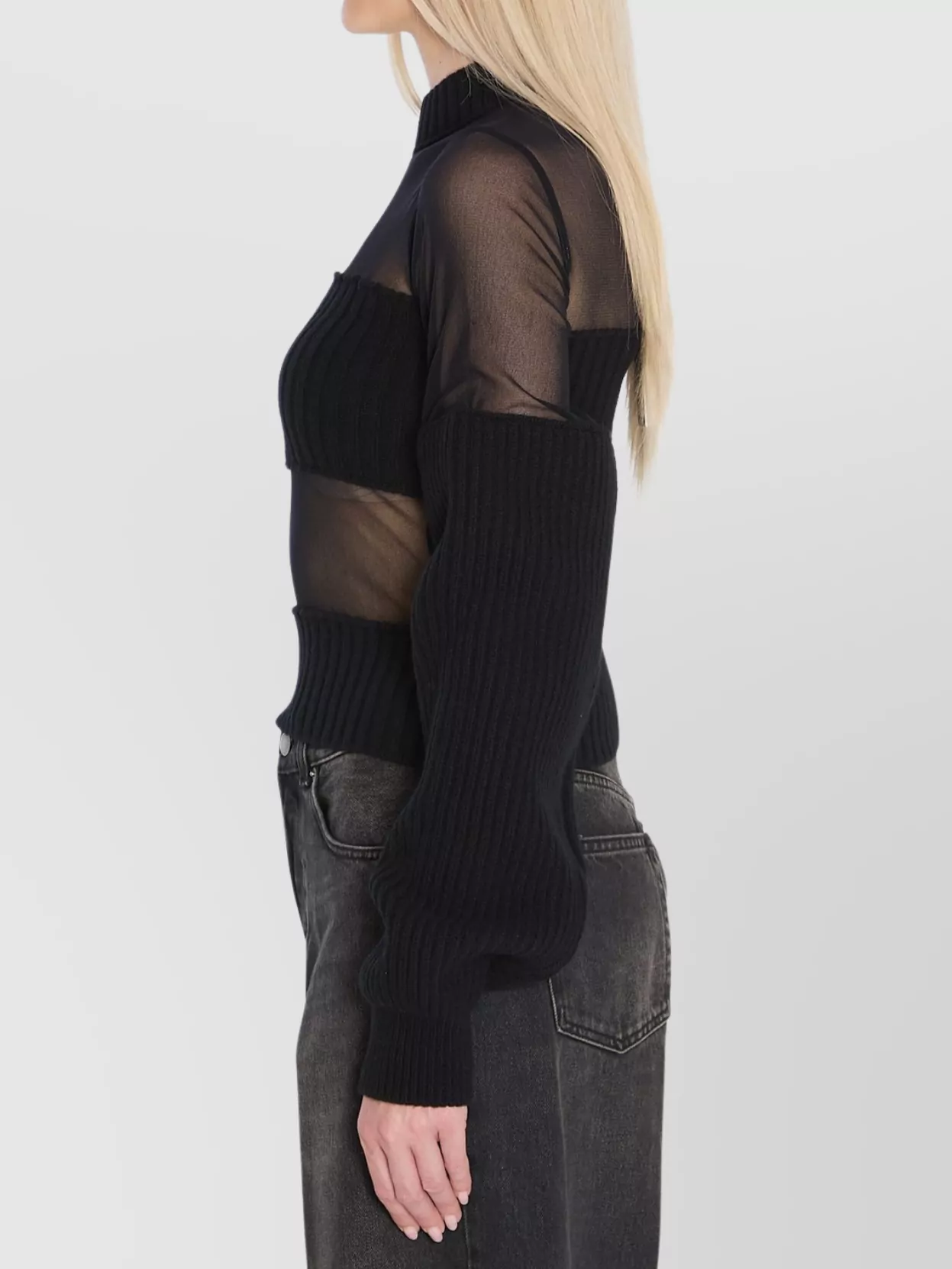 Jean Paul Gaultier Sheer Ribbed Knit Sweater