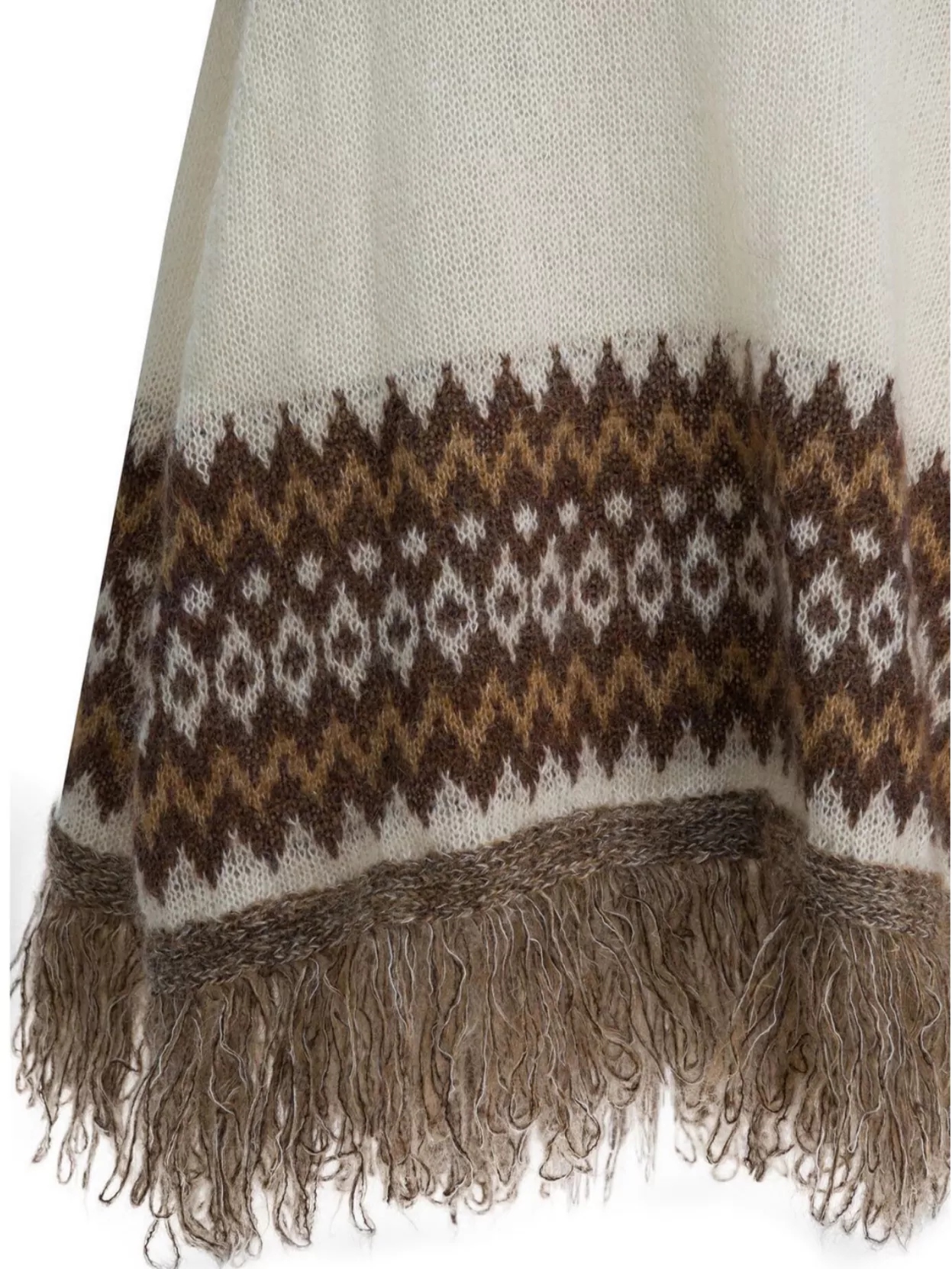 Rakkì Geometric Knit Poncho Fringe Hem In Black