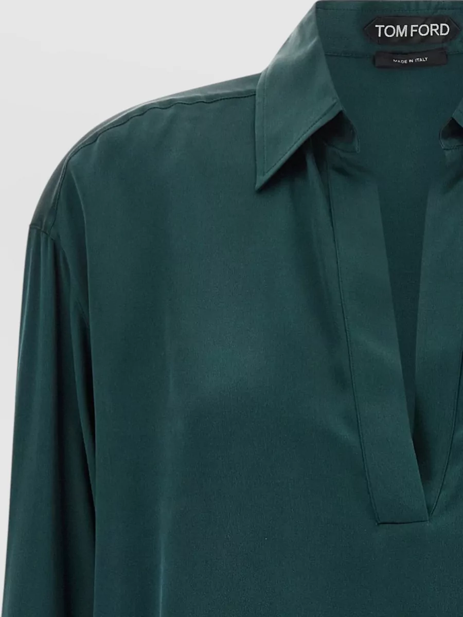Tom Ford Silk V-Neck Long-Sleeve Blouse