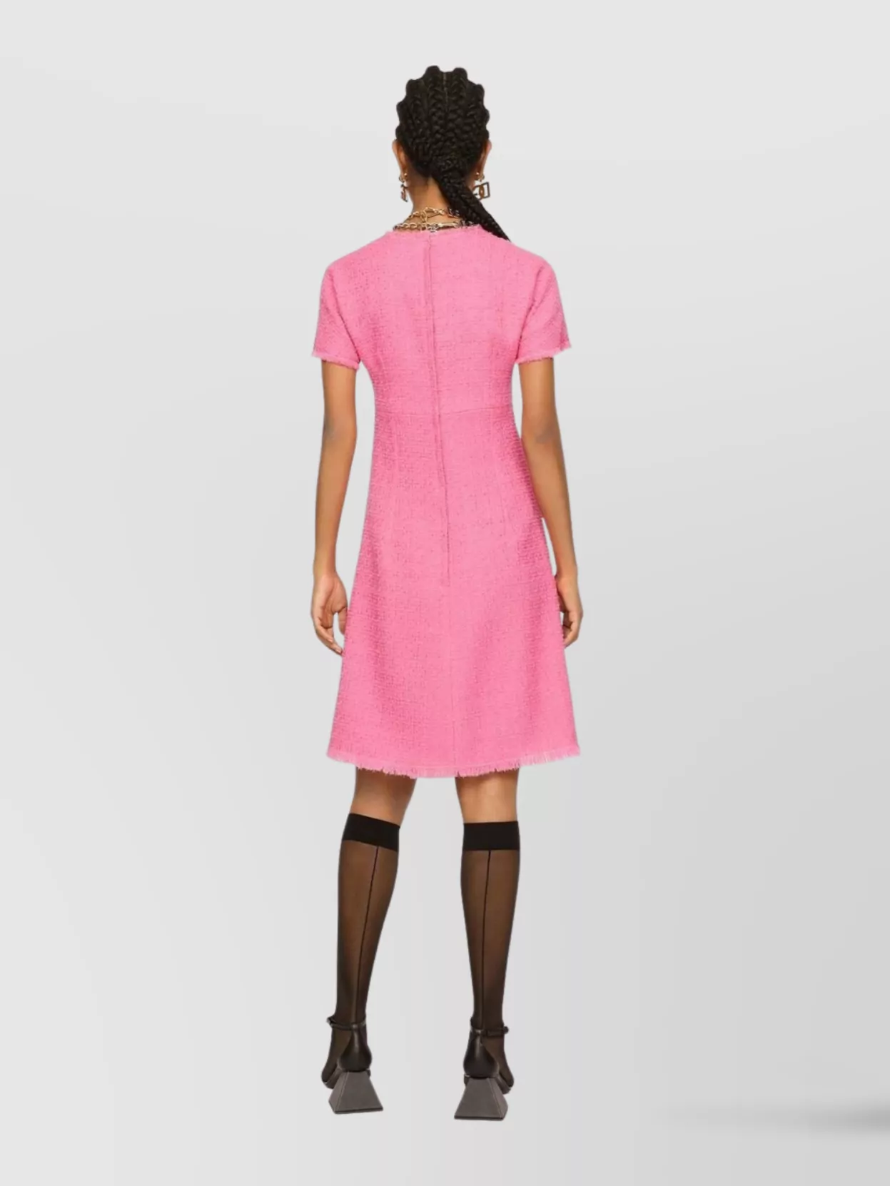 Dolce & Gabbana Women Rachel Tweed Dress With Dg Logo In Pink