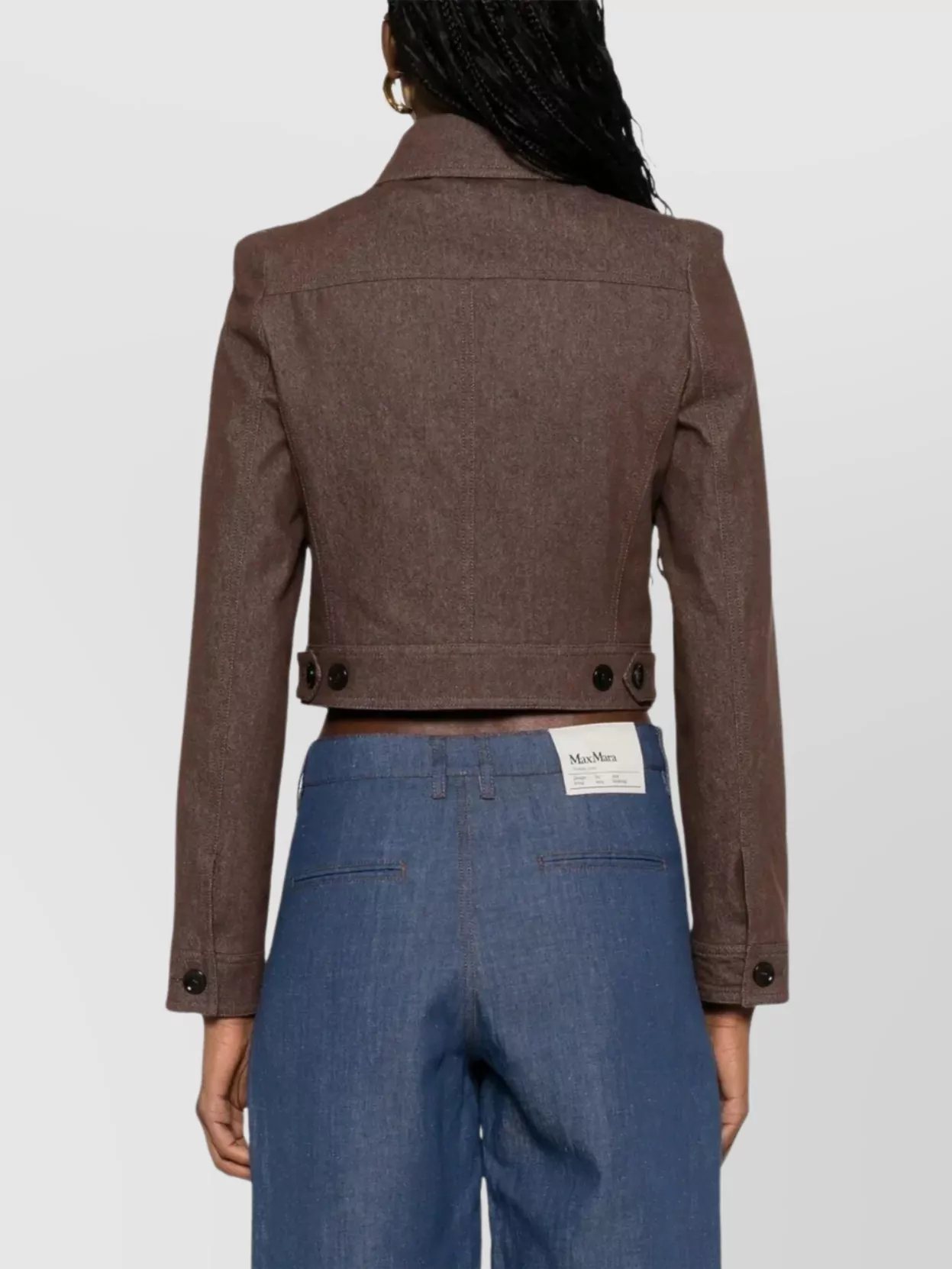Max Mara Belted Jacket With Buttoned Cuffs And Epaulettes In Brown