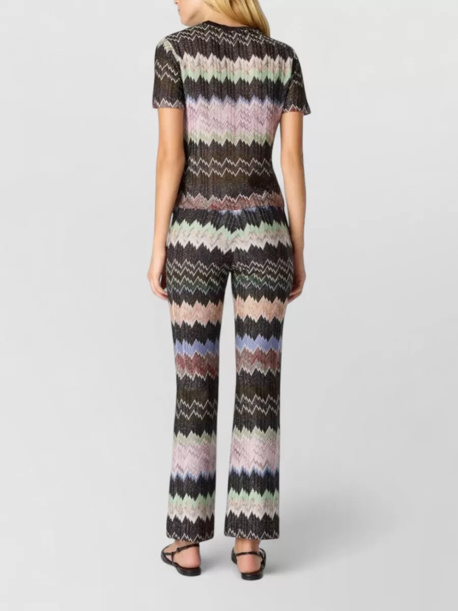 Missoni Zigzag Flared Trousers Textured Metallic Threads