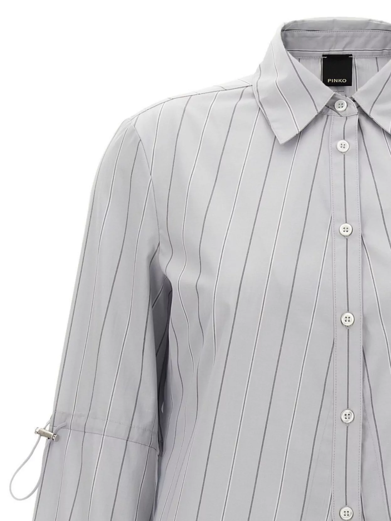 PINKO STRIPED COLLAR SHIRT WITH ADJUSTABLE TIES