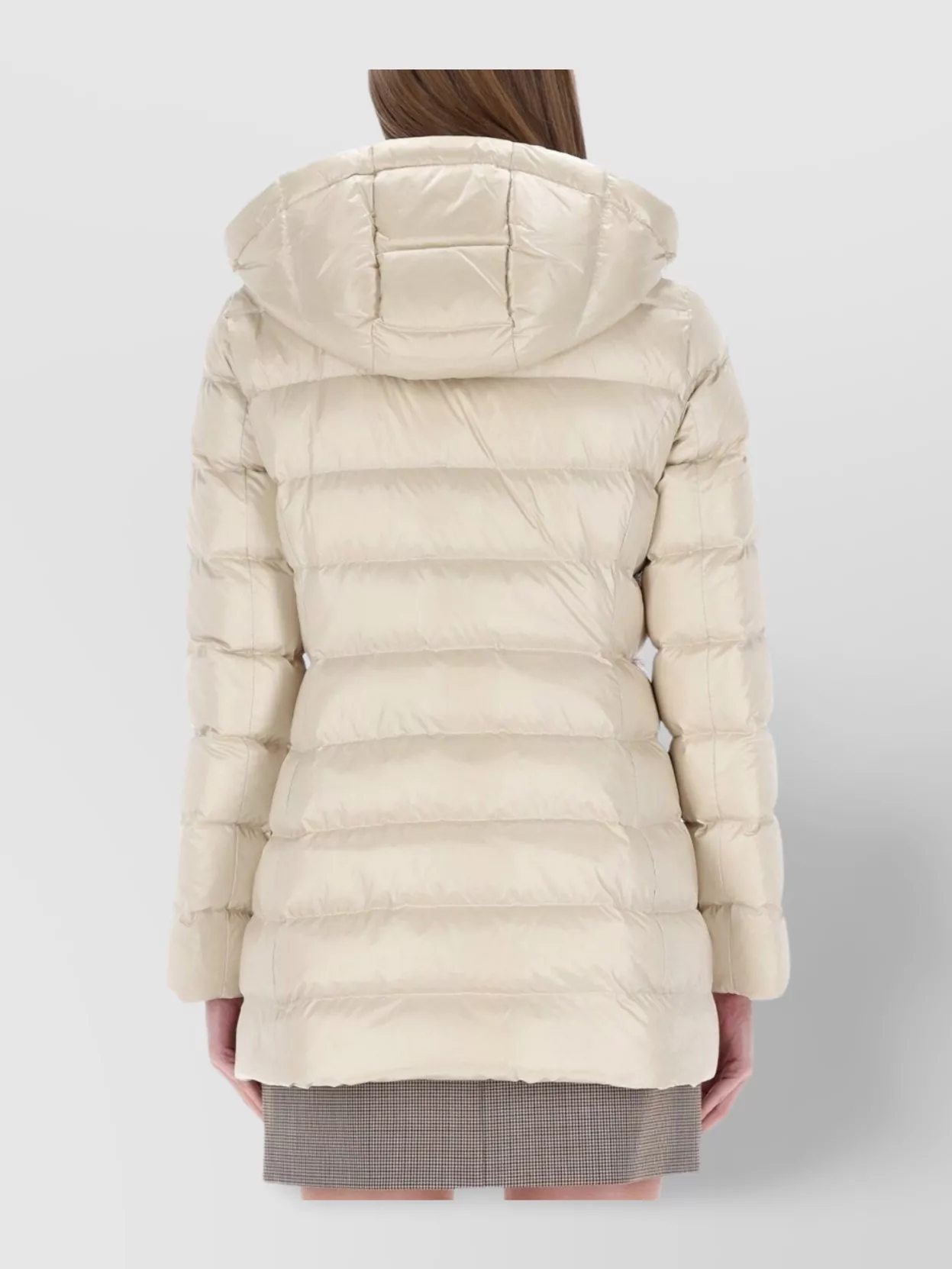Fay Quilted Hooded Coat Long Sleeves In Neutral