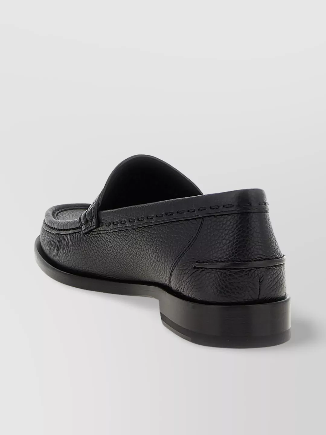Fendi Round Toe Textured Leather Loafers
