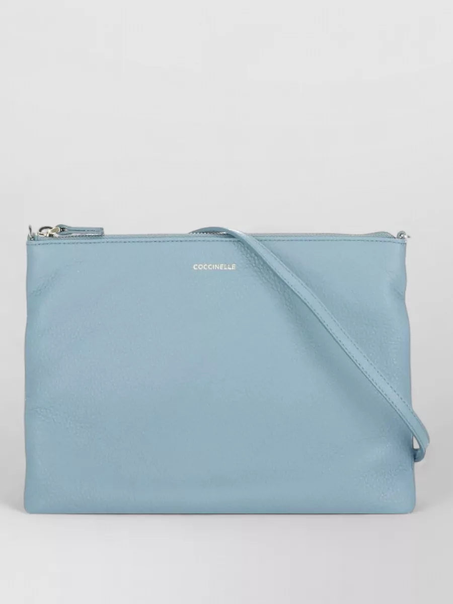 Coccinelle Pebbled Leather Clutch Pochette Removable Strap