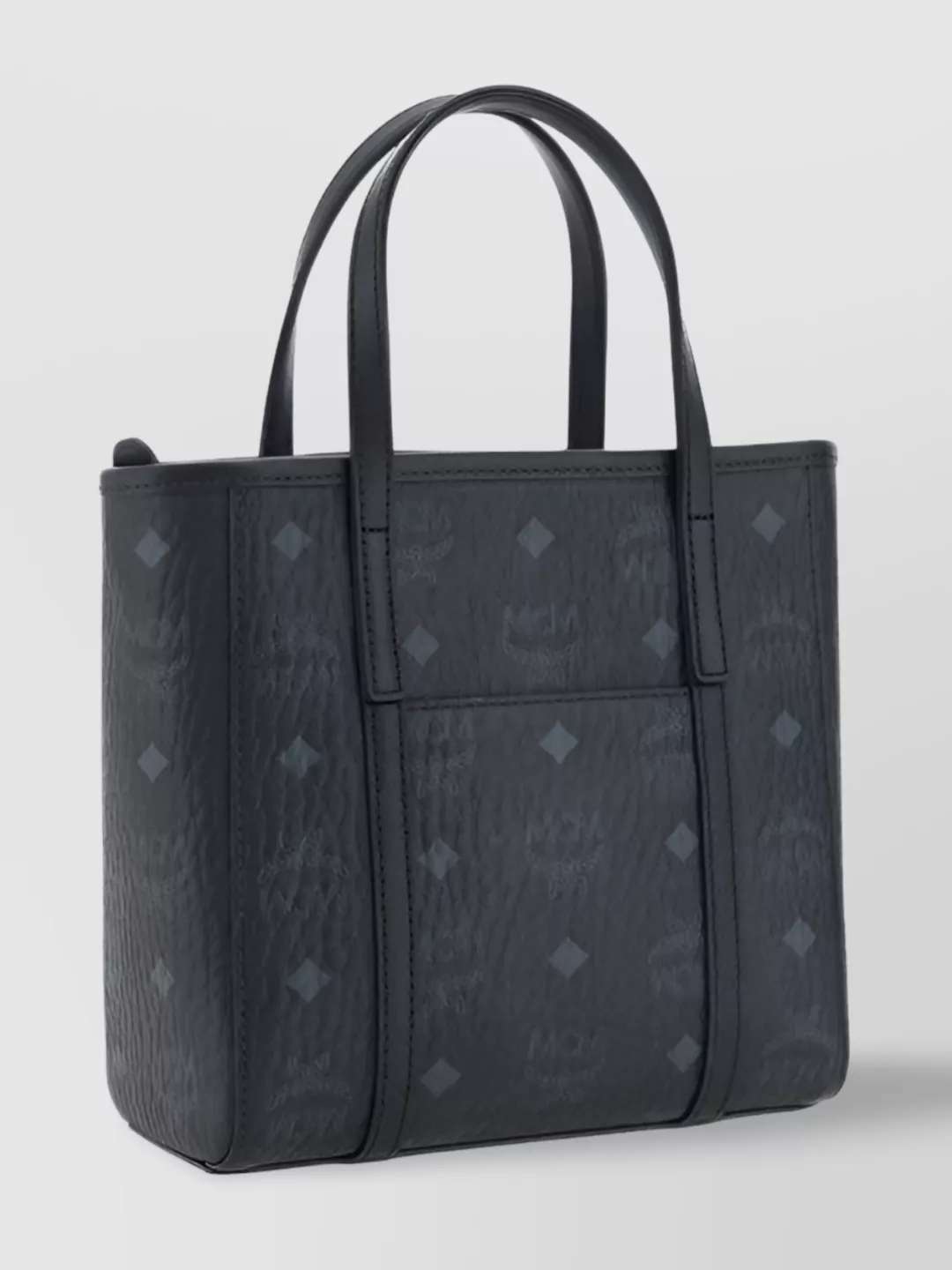 Mcm Mini Shopper Tote Bag Monogram In Black