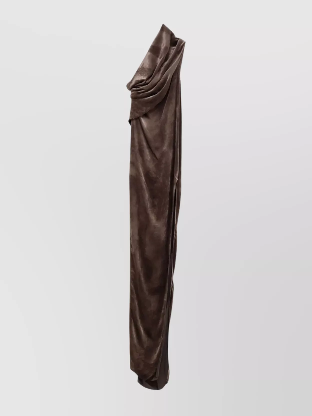 Rick Owens Athena Arrowhead Gown Draped One-shoulder Velvet Slit In Gray