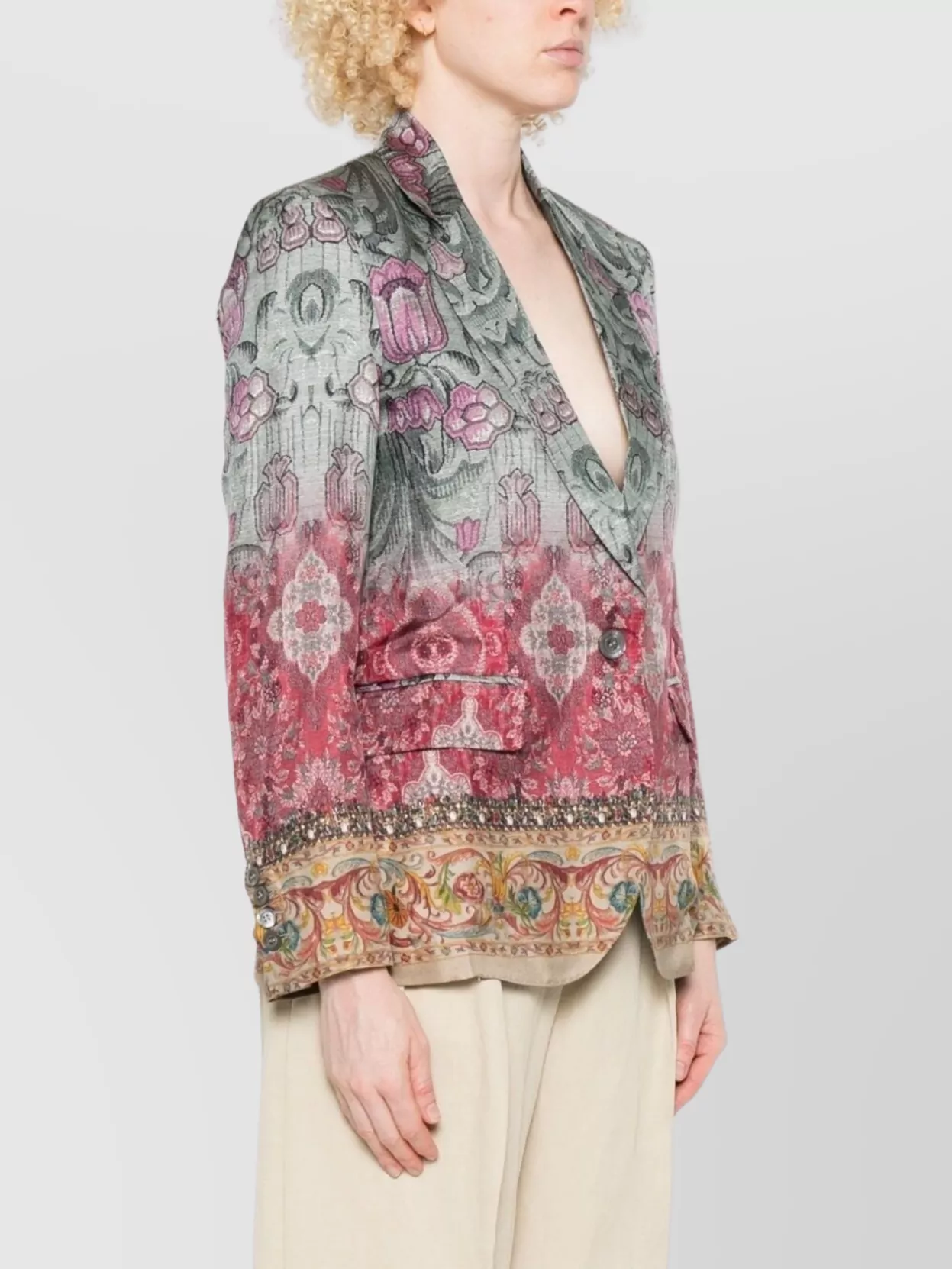 Pierre Louise Mascia Floral Patterned Single-Breasted Silk Jacket