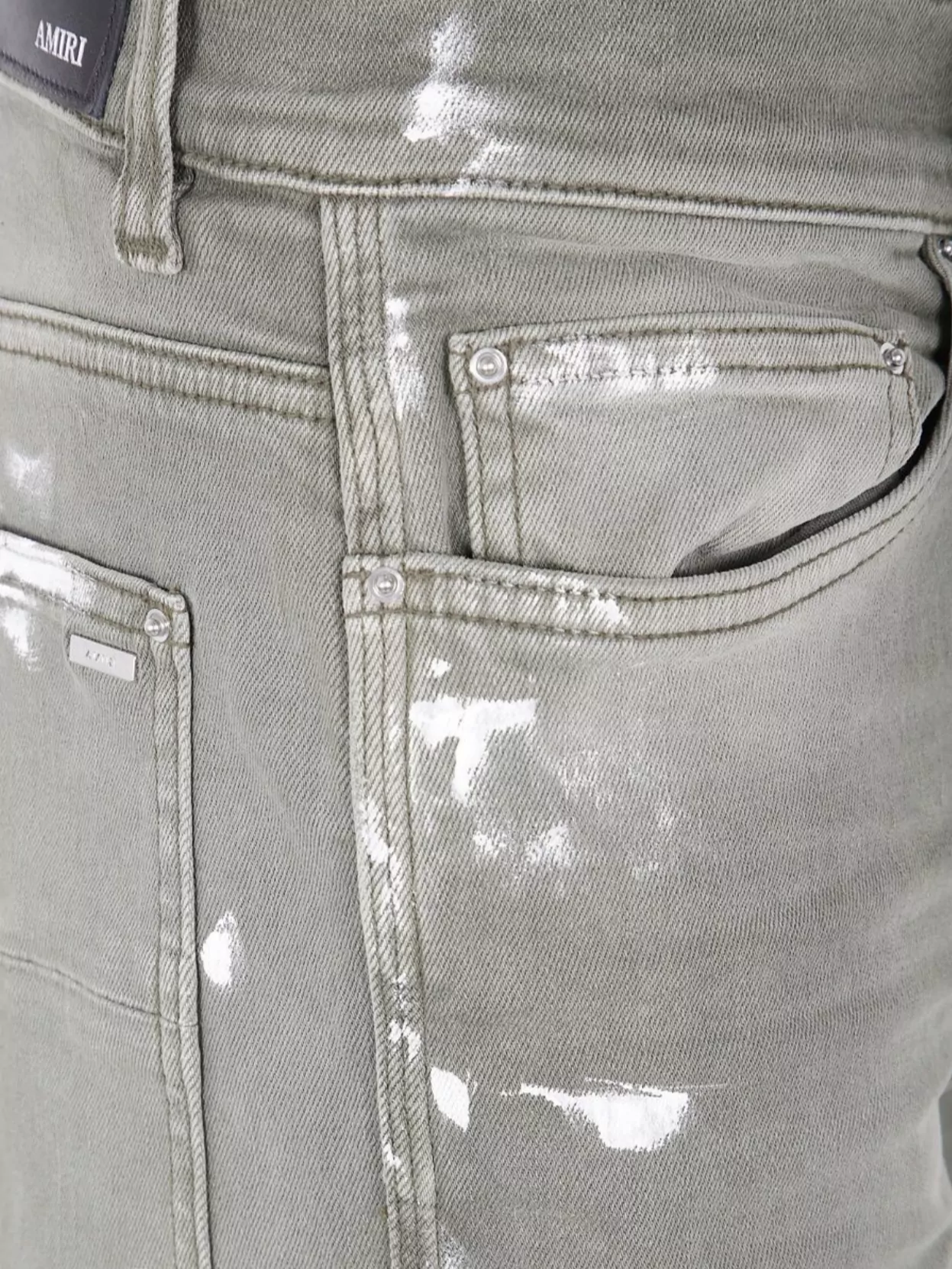 Amiri Stencil Slim Jeans With Belt Loops And Cargo Pockets
