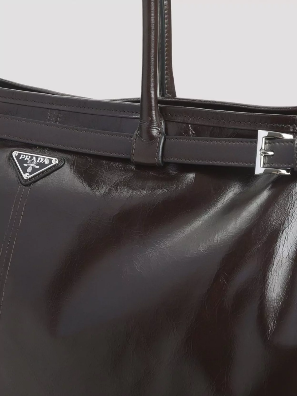 Prada Buckle Top Handles Tote Bag