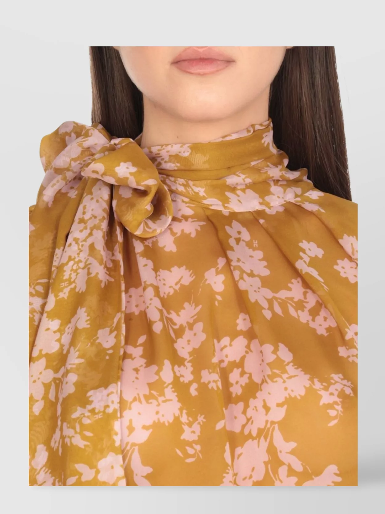 Elisabetta Franchi Floral Print Silk Blouse With Bow Detail