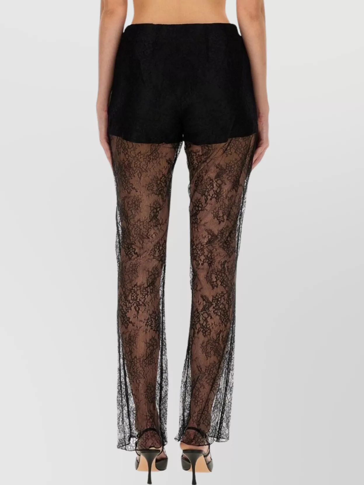 Nina Ricci Sheer Lace High Waist Slim Fit Trousers