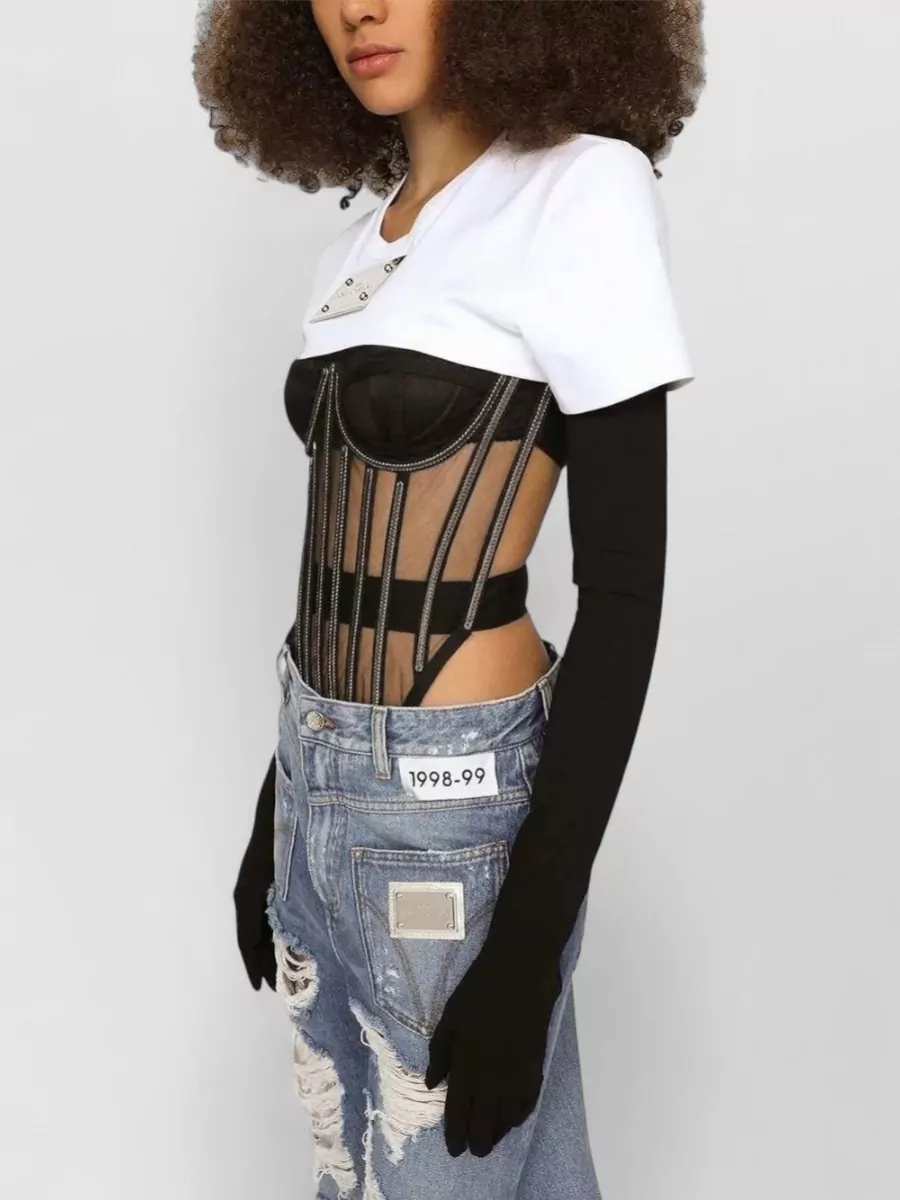 Dolce&Gabbana Stretch Jersey Corset Top Cropped Silhouette