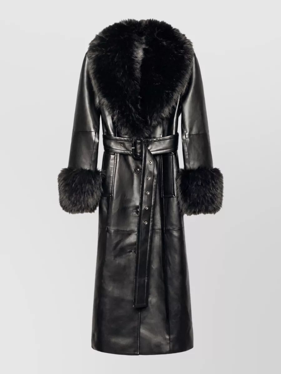 Stand Studio belted faux leather coat