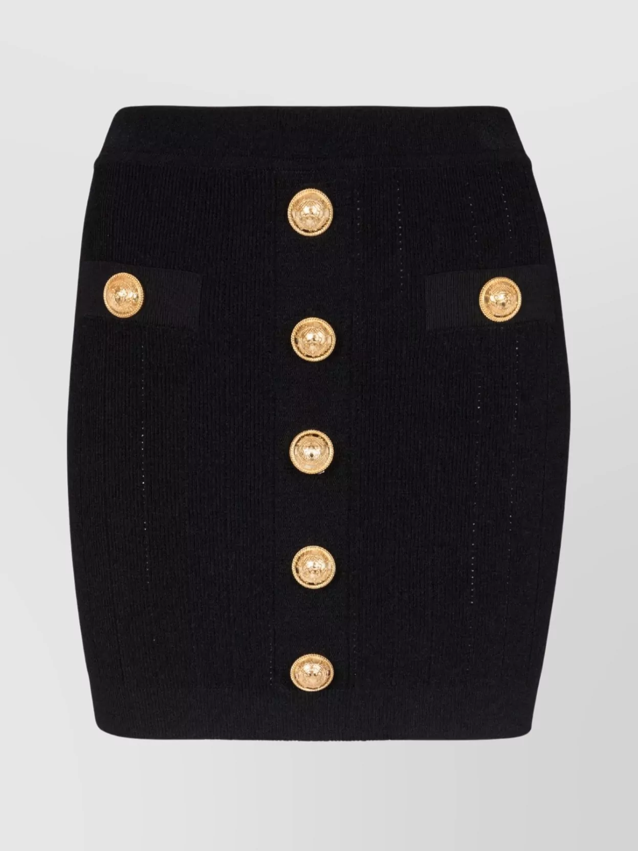 Balmain Knitted Mini Skirt With Embossed Buttons