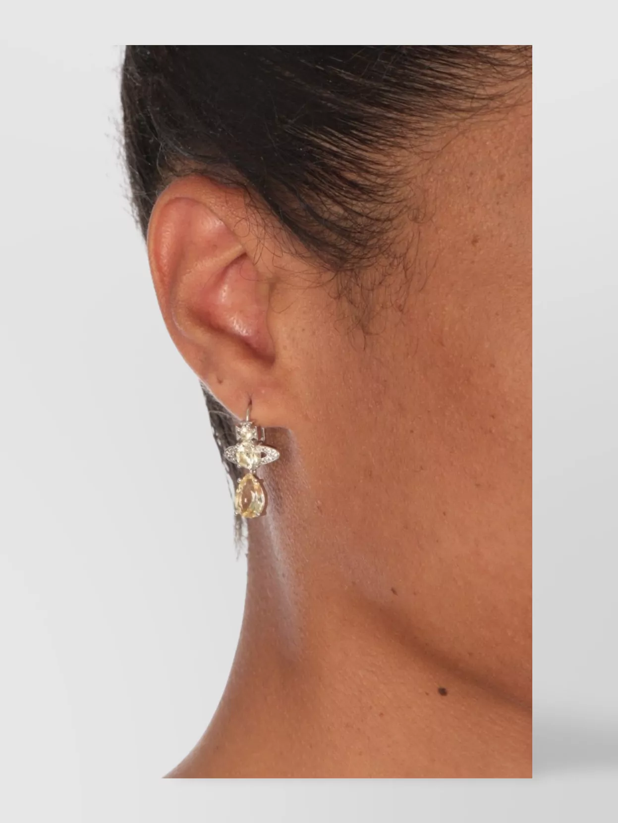 Vivienne Westwood Brass Teardrop Gemstone Drop Earrings