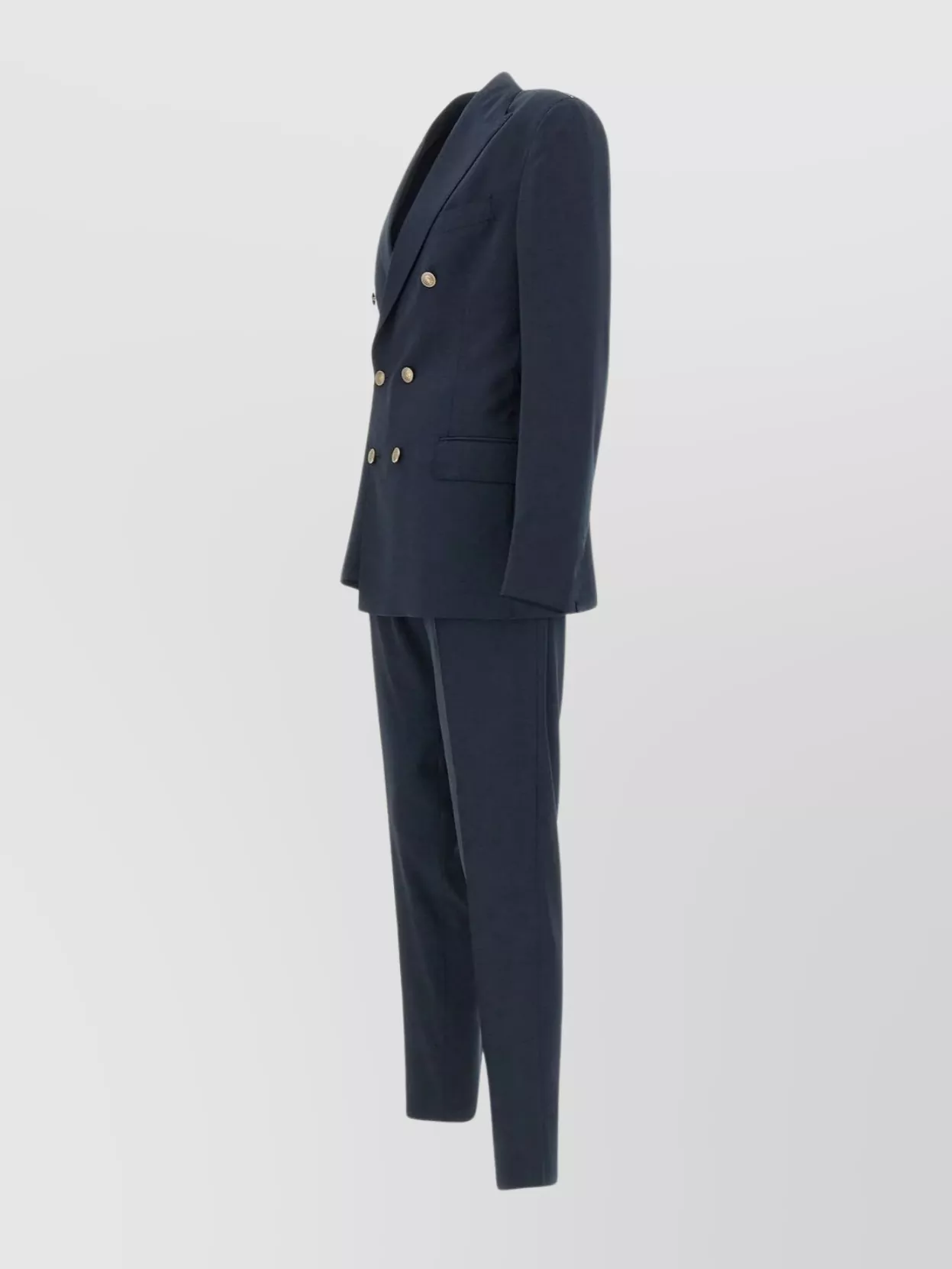 Eleventy Blue Double-breasted Suit With Peak Revers And Jewel Buttons In Wool Stretch Man