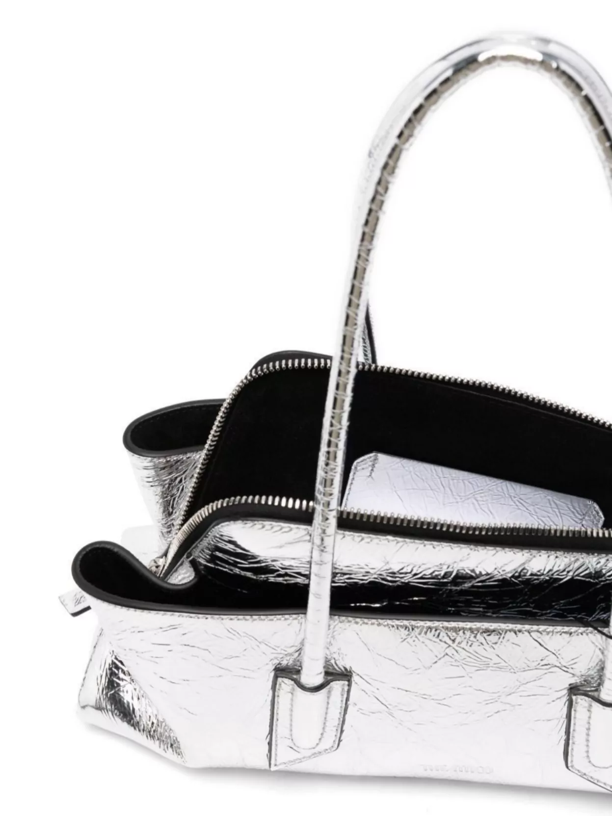 The Attico Shoulder Bag With Metal Feet And Metallic Finish