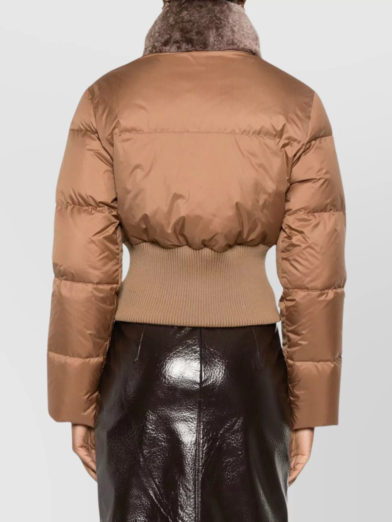 Fendi Short Down Jacket Featuring Fur Collar