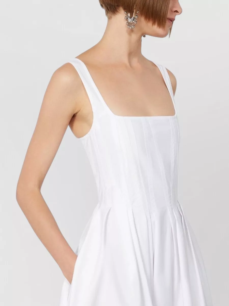 Sportmax Cotton Square Neck Short Sleeve Maxi Dress