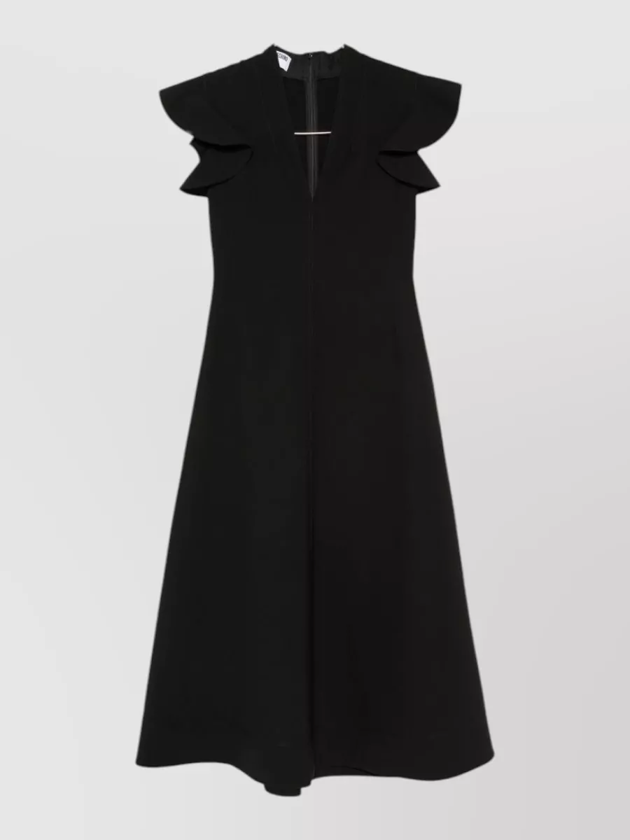 Moschino v-neck ruffled-sleeve a-line midi dress