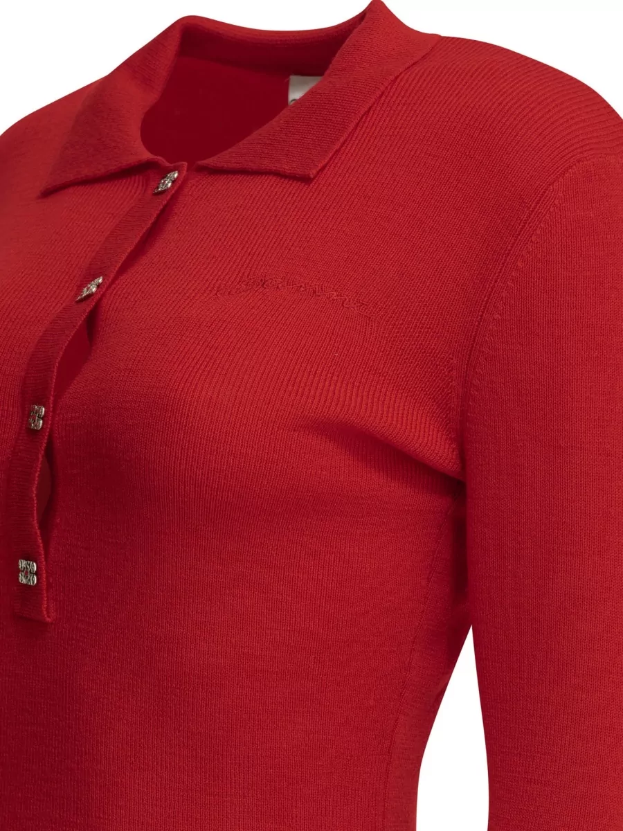 Ganni Merino Wool Slim-Fit Polo Sweater